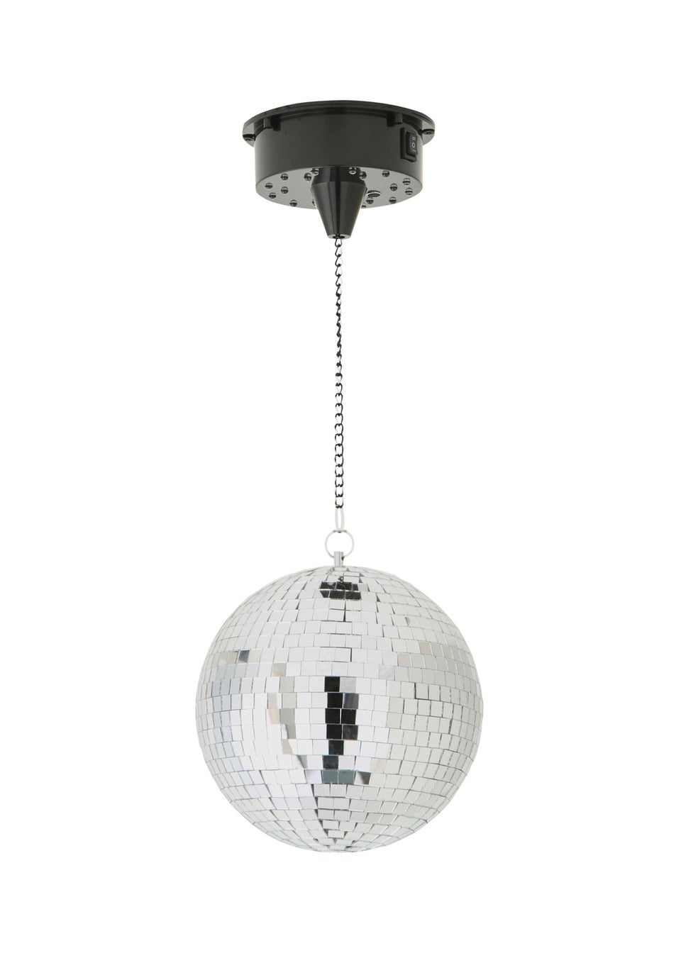 ValueLights Silver Rotating Disco Mirror Ball Ceiling Light (50cm x 20cm)