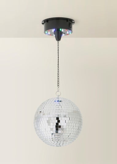 ValueLights Silver Rotating Disco Mirror Ball Ceiling Light (50cm x 20cm)