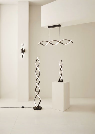 ValueLights Infinity Matt Black Double Twist LED Ceiling Light (100cm x 97cm x 11cm)