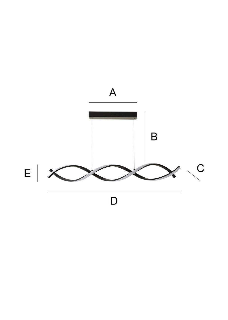 ValueLights Infinity Matt Black Double Twist LED Ceiling Light (100cm x 97cm x 11cm)