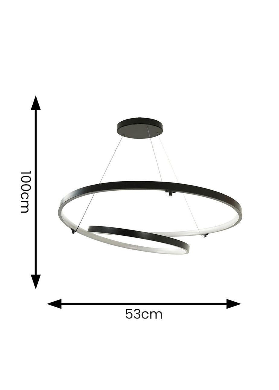 ValueLights Infinity Matt Black Loop Integrated LED Ceiling Light (100cm x 53cm)