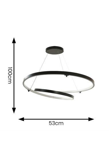 ValueLights Infinity Matt Black Loop Integrated LED Ceiling Light (100cm x 53cm)