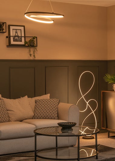 ValueLights Infinity Matt Black Loop Integrated LED Ceiling Light (100cm x 53cm)