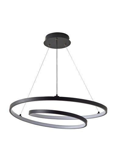 ValueLights Infinity Matte Black Loop Integrated LED Ceiling Light (100cm x 53cm)