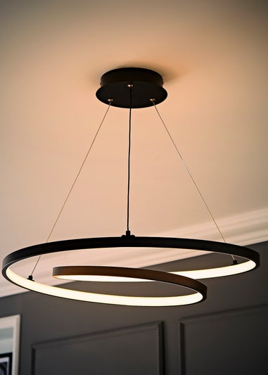 ValueLights Infinity Matte Black Loop Integrated LED Ceiling Light (100cm x 53cm)