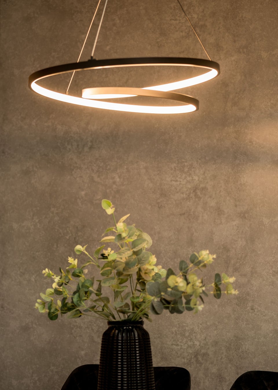 ValueLights Infinity Matt Black Loop Integrated LED Ceiling Light (100cm x 53cm)