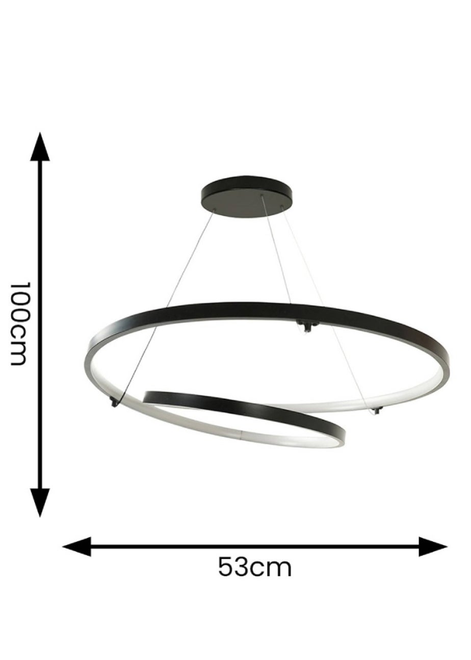 ValueLights Infinity Matt Black Loop Integrated LED Ceiling Light (100cm x 53cm)