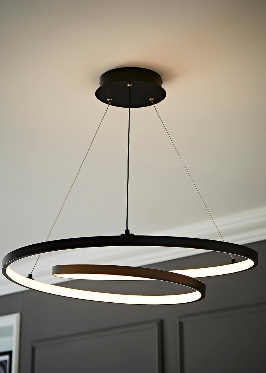 ValueLights Infinity Matte Black Loop Integrated LED Ceiling Light (100cm x 53cm)