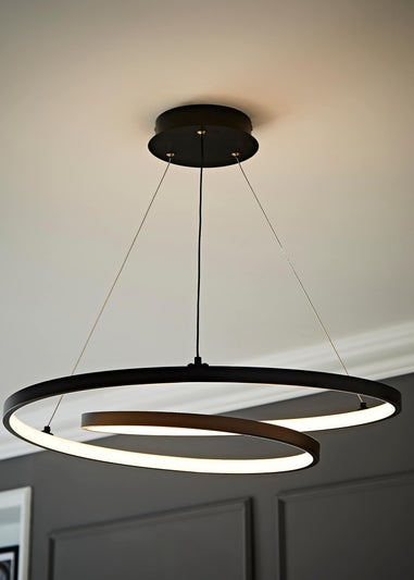 ValueLights Infinity Matte Black Loop Integrated LED Ceiling Light (100cm x 53cm)