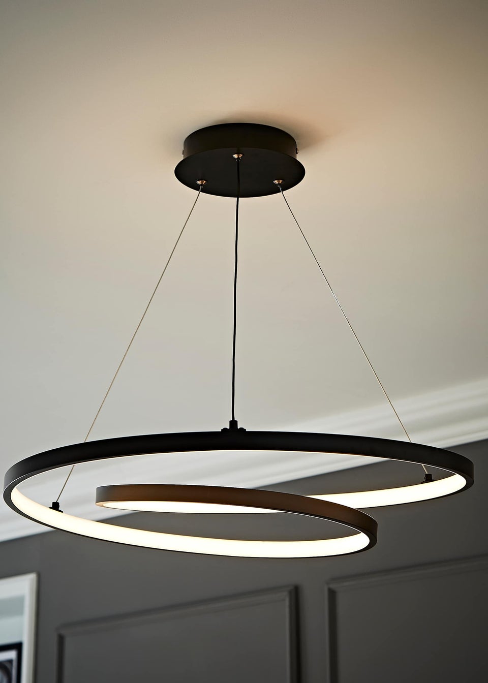 ValueLights Infinity Matte Black Loop Integrated LED Ceiling Light (100cm x 53cm)
