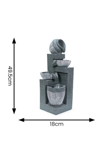 ValueLights Grey Logs Design Solar Water Fountain (49.5cm x 18cm x 19cm)