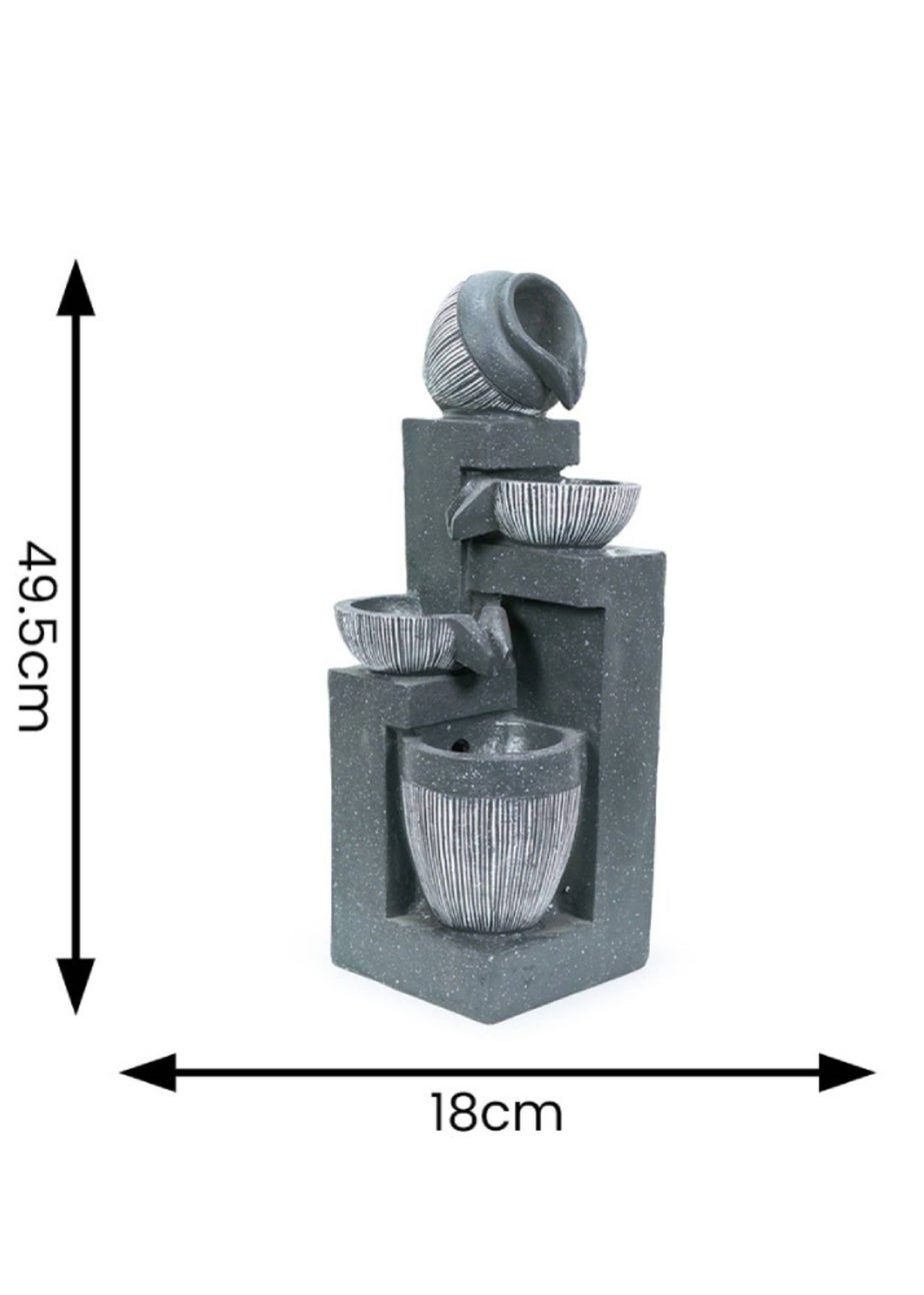 ValueLights Grey Logs Design Solar Water Fountain (49.5cm x 18cm x 19cm)
