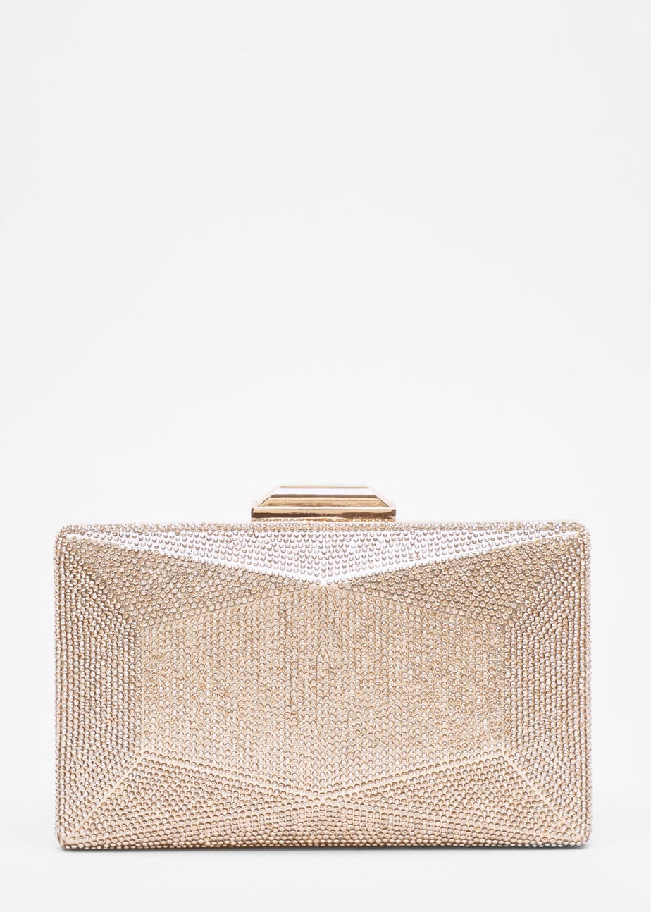 Quiz Gold Diamante Geometric Box Bag