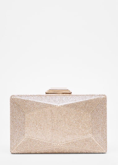 Quiz Gold Diamante Geometric Box Bag