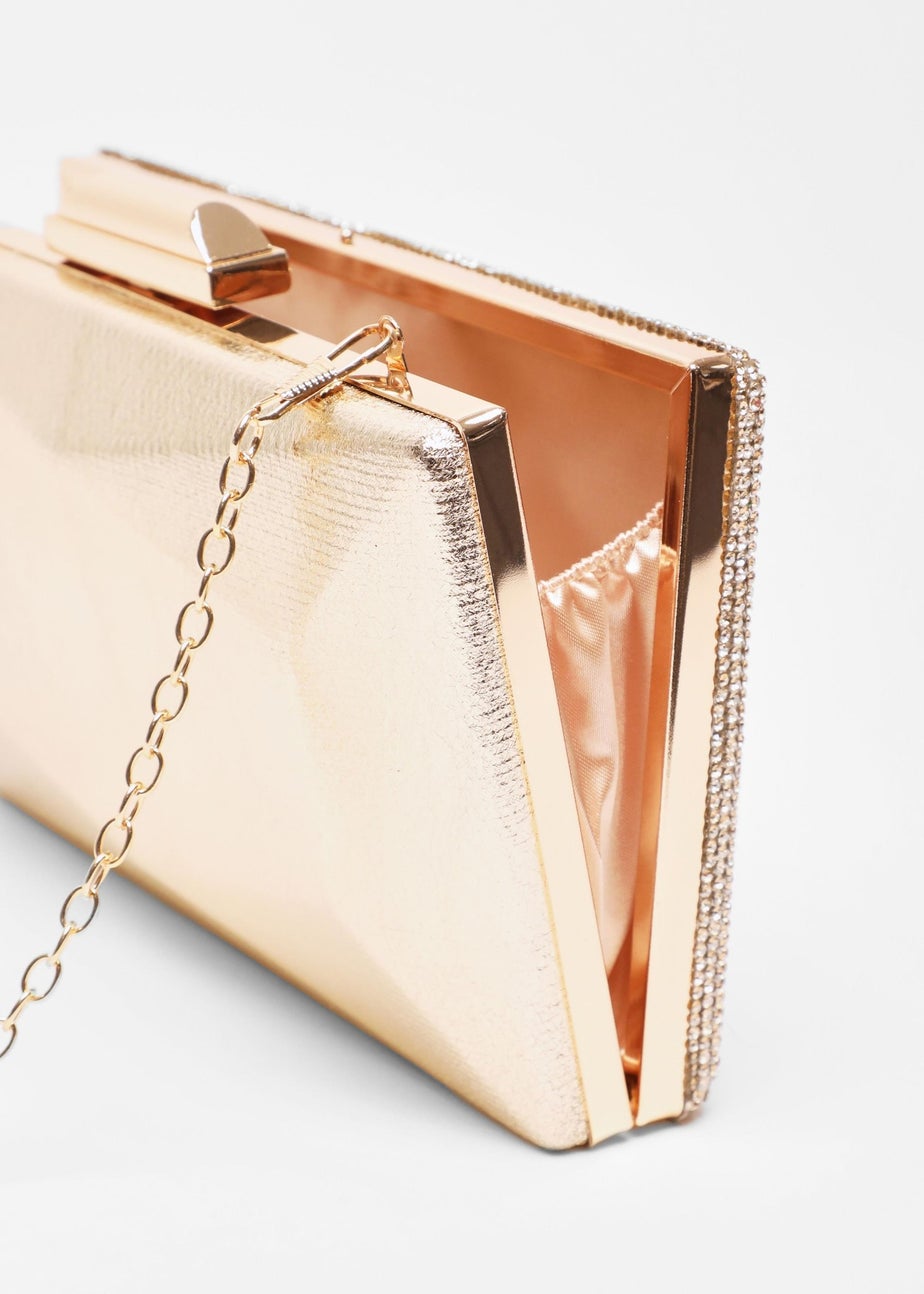 Quiz Gold Diamante Geometric Box Bag