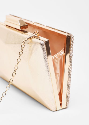 Quiz Gold Diamante Geometric Box Bag