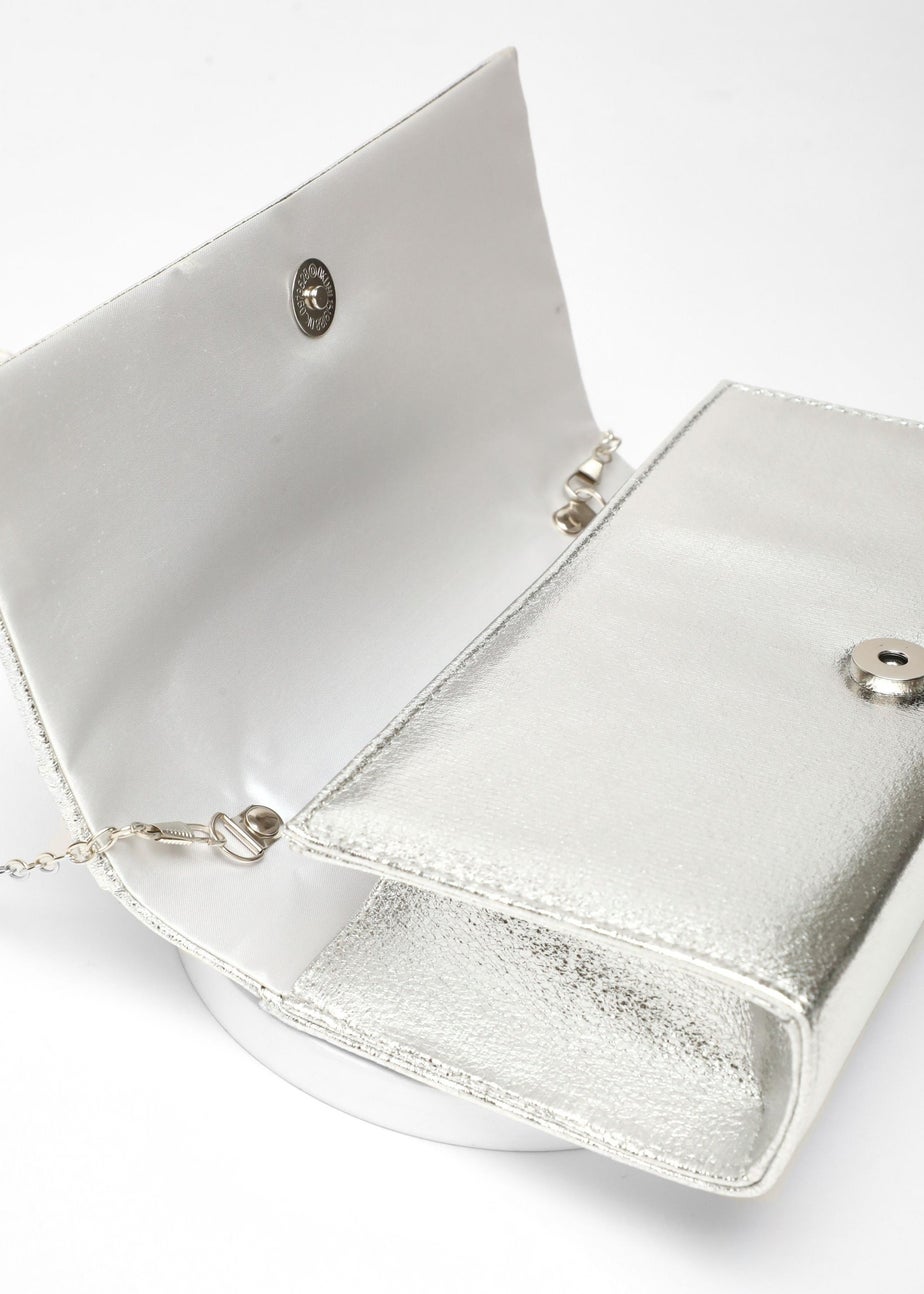 Quiz Silver Foil Twist Clutch Bag
