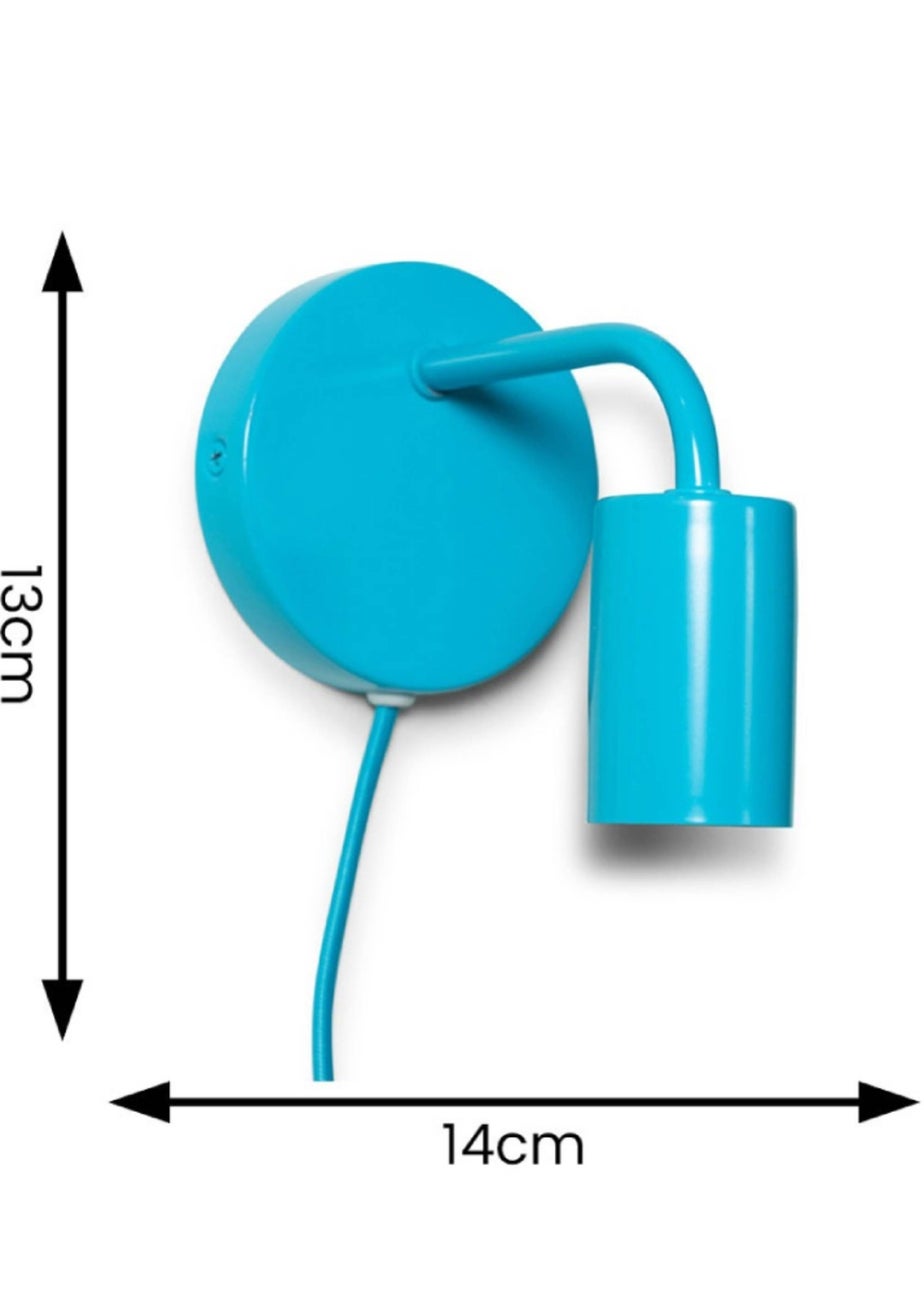 ValueLights Jordy Blue Colour Pop Plug In Wall Light (13cm x 14cm x 10cm)