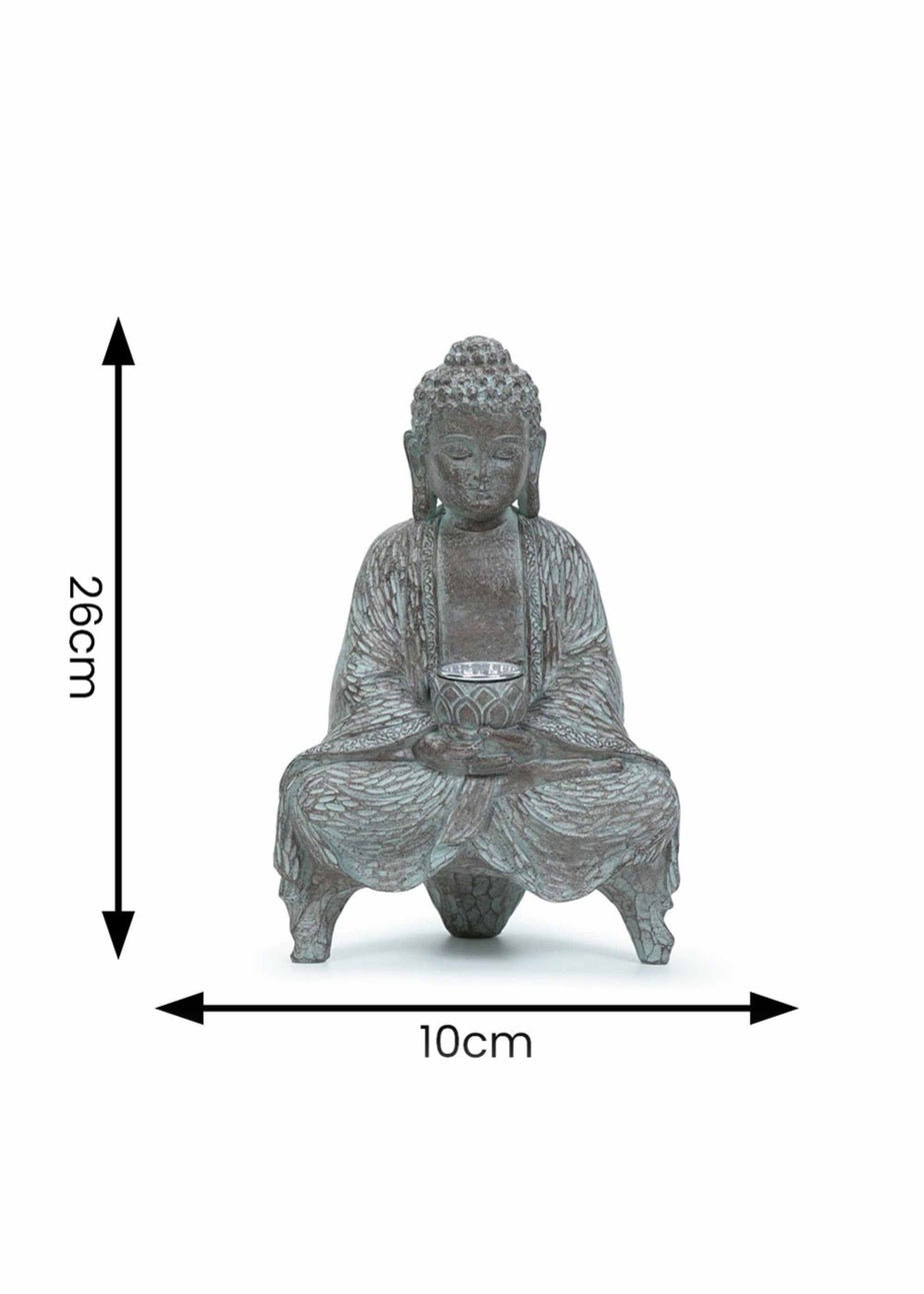 ValueLights Grey Solar Buddha Ornament (26cm x 10cm x 16cm)