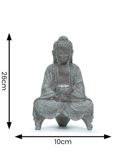 ValueLights Grey Solar Buddha Ornament (26cm x 10cm x 16cm)