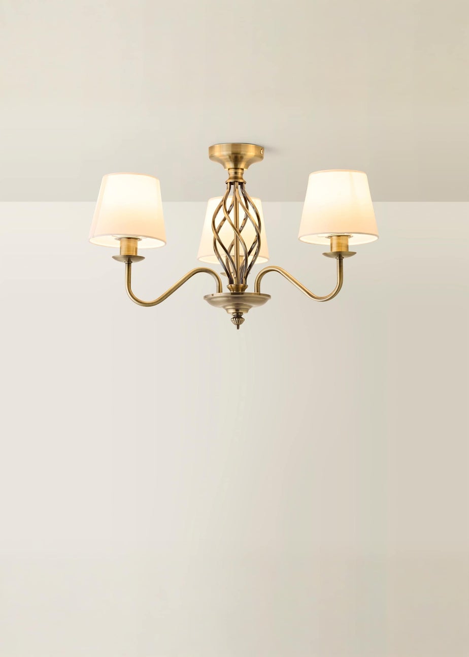 ValueLights Memphis Antique Brass 3 Way Ceiling Light