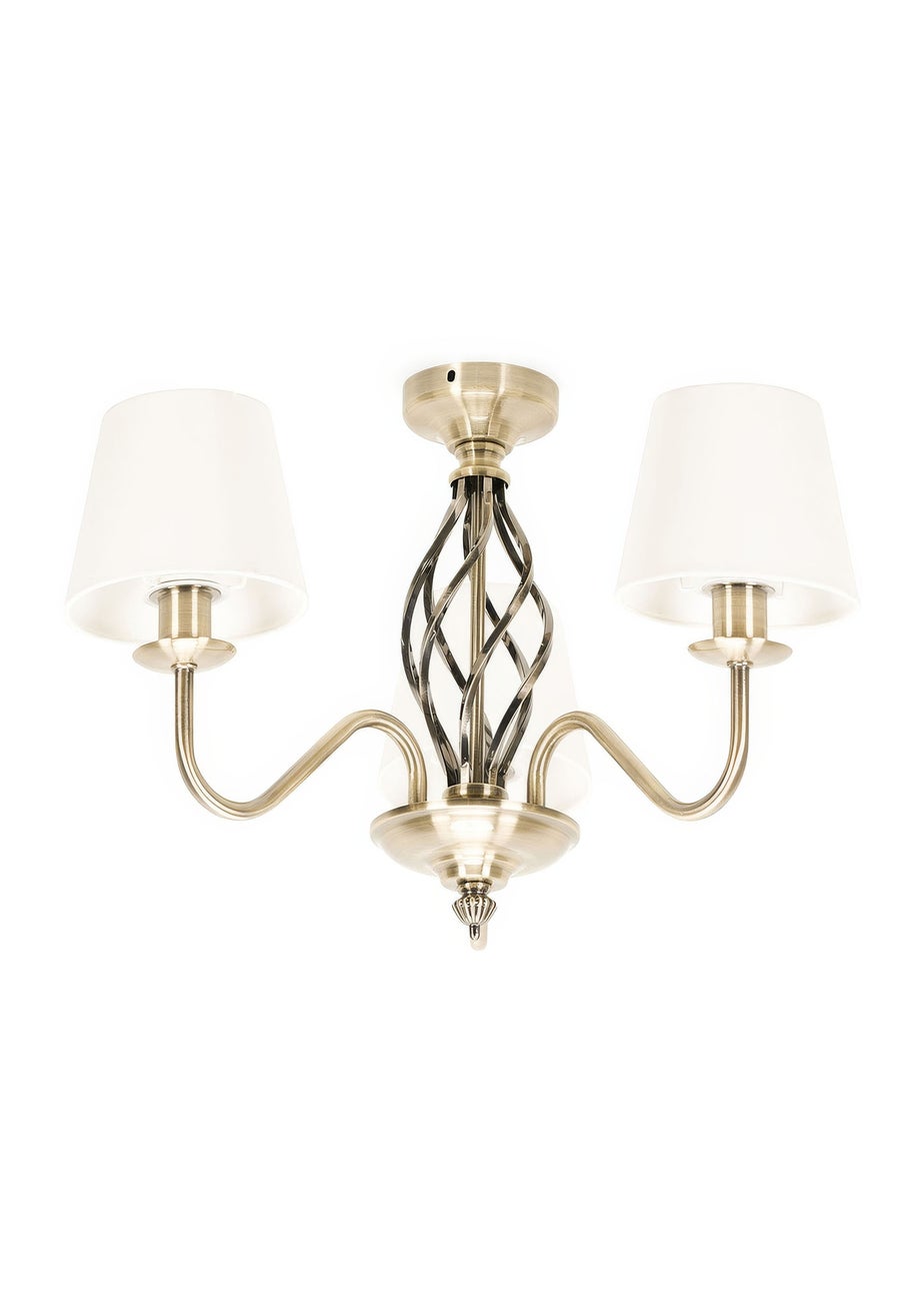 ValueLights Memphis Antique Brass 3 Way Ceiling Light (33cm x 55cm x 55cm)