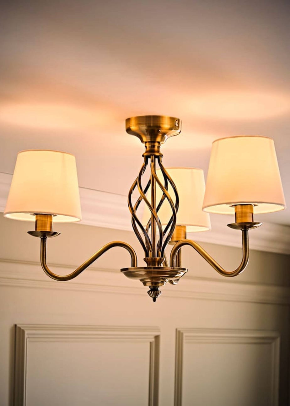 ValueLights Memphis Antique Brass 3 Way Ceiling Light