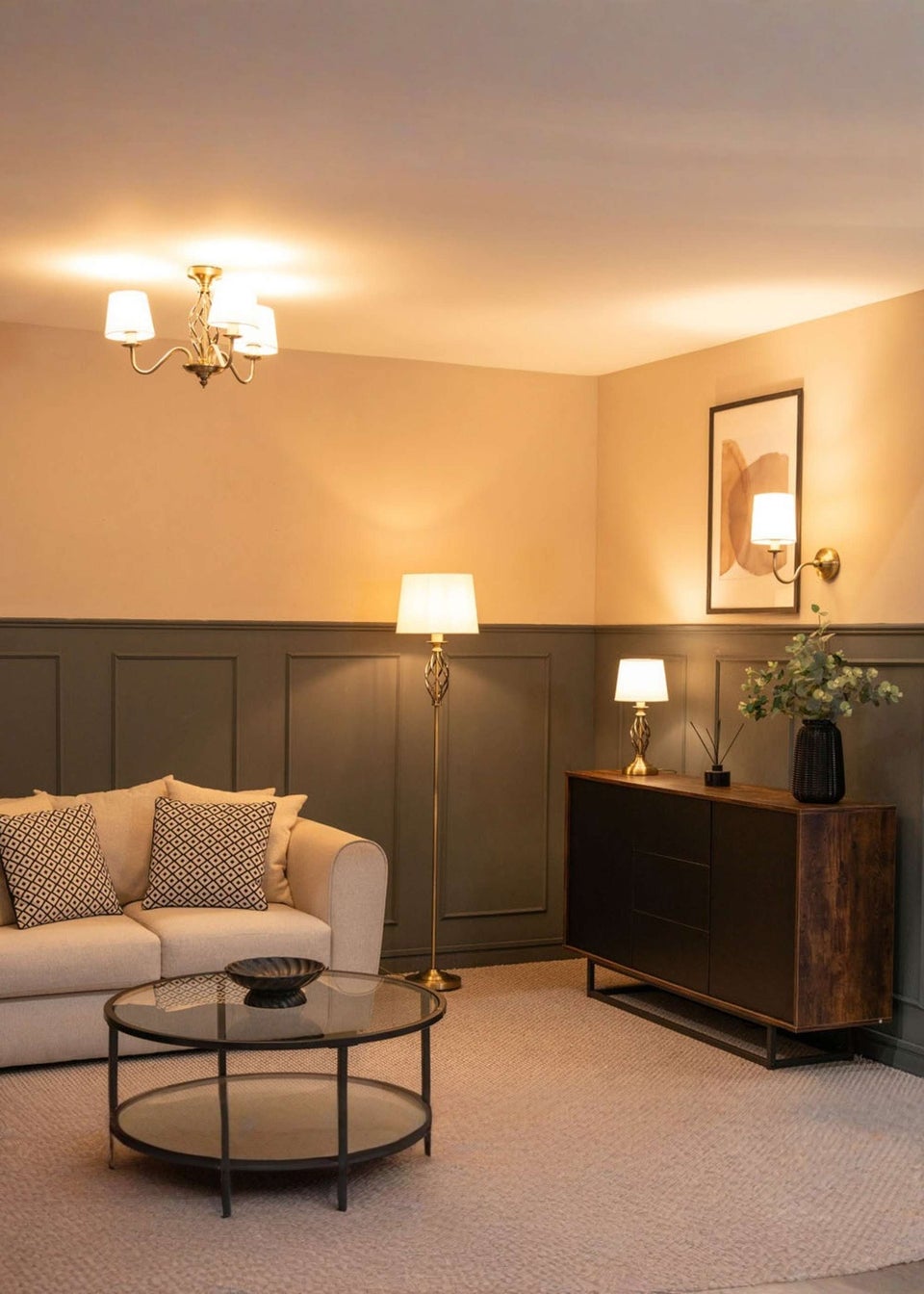 ValueLights Memphis Antique Brass 3 Way Ceiling Light