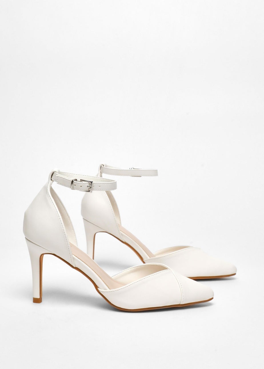 Quiz White Faux Leather Court Heels