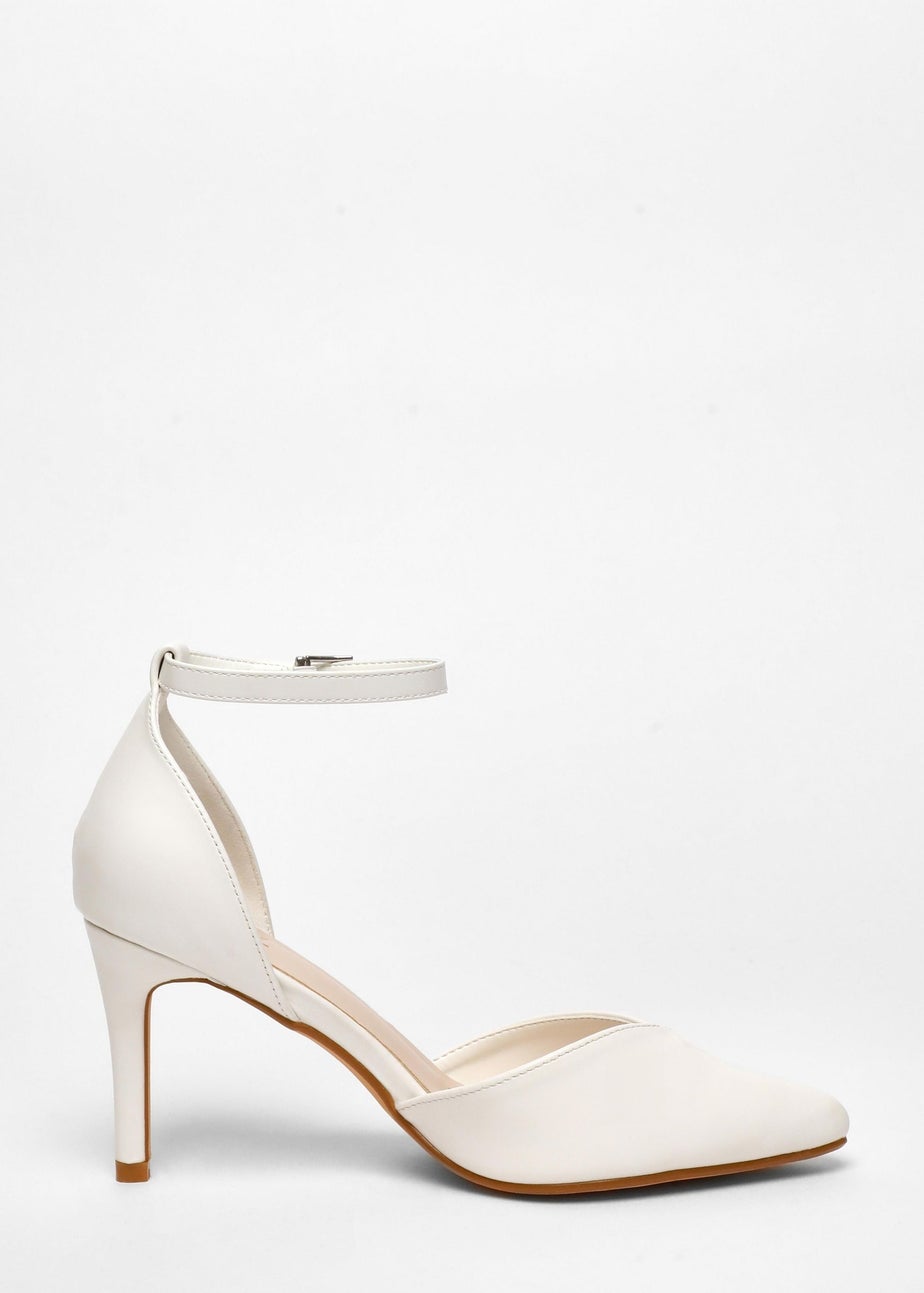 Quiz White Faux Leather Court Heels