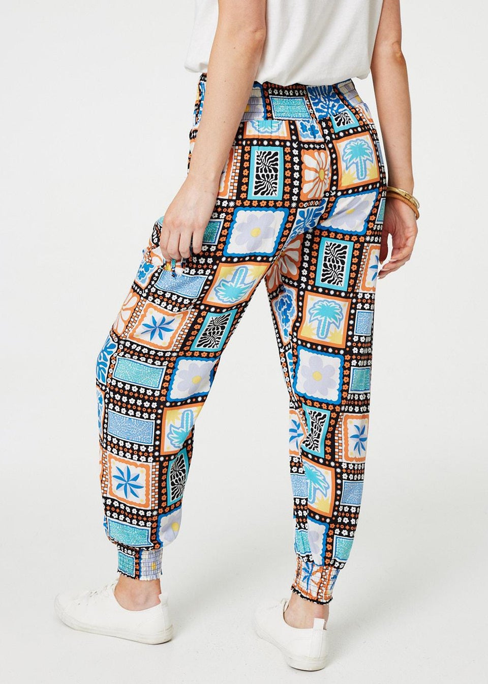 Izabel London Black Mosaic Print High Waist Harem Pants