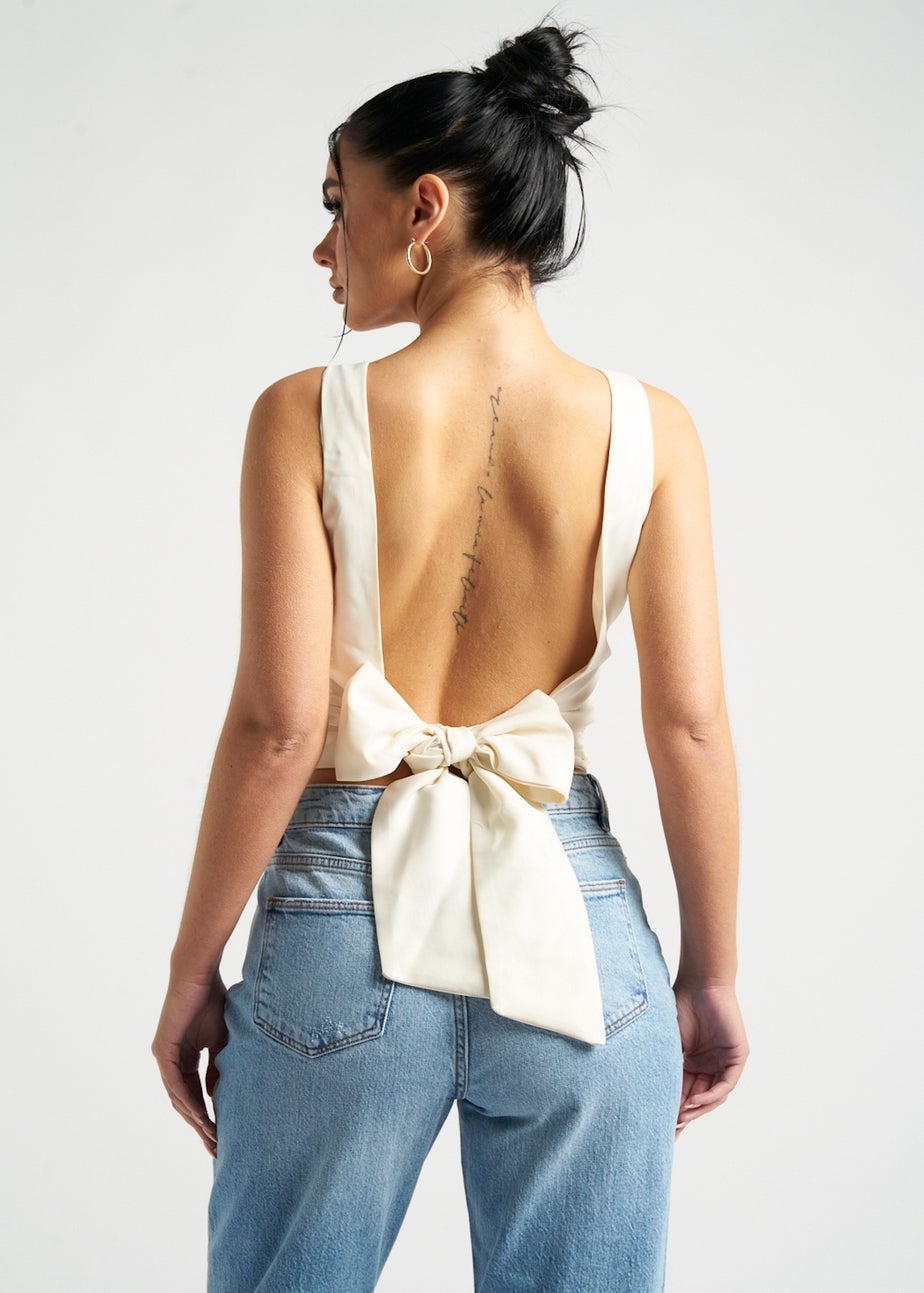 Urban Bliss Cream Satin Tie Back Top
