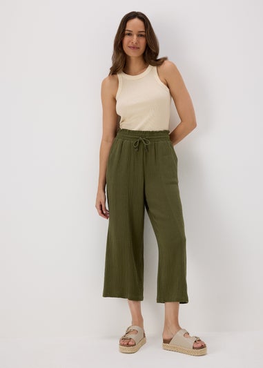 Khaki Cropped Trousers