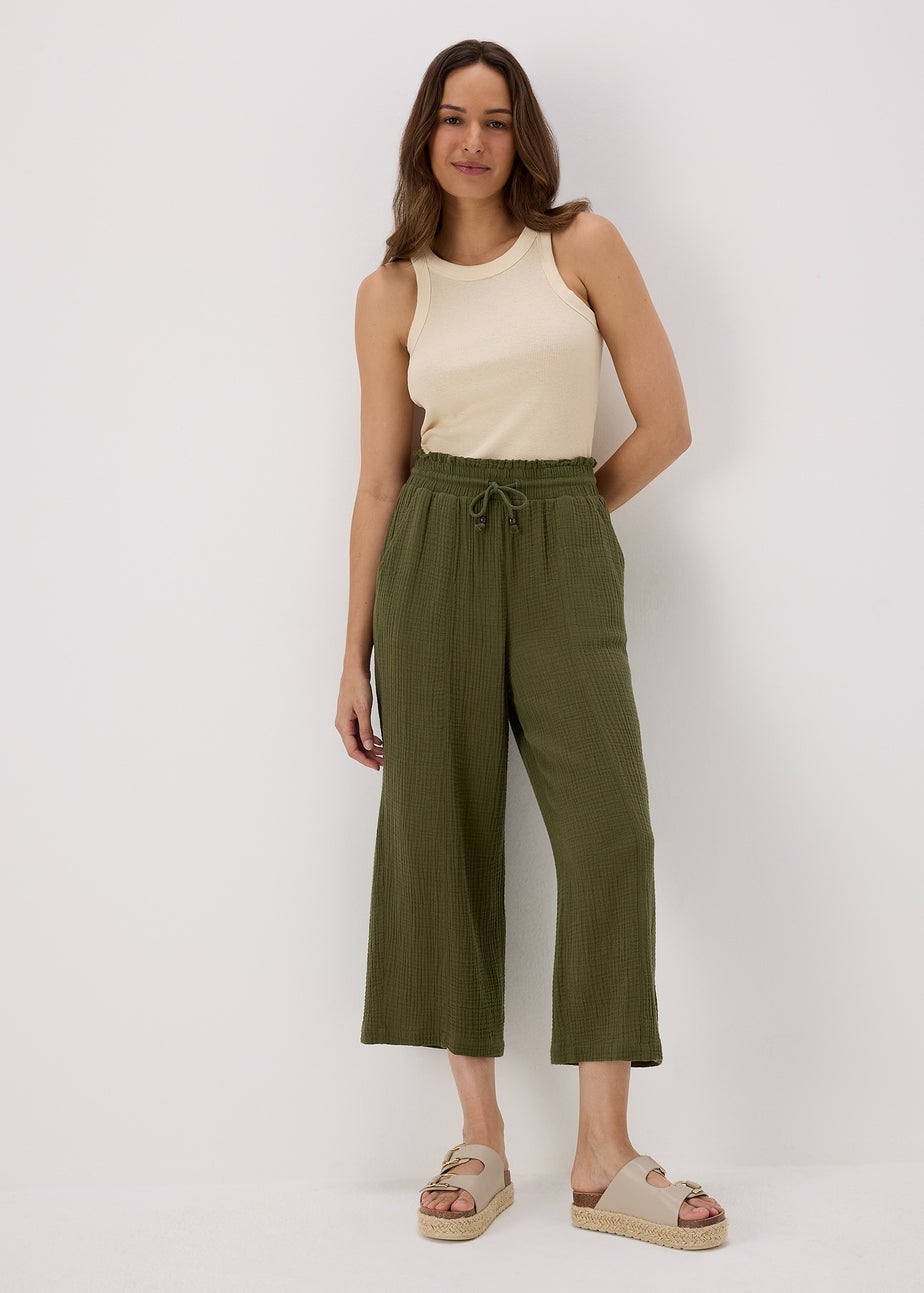 Khaki Cropped Trousers