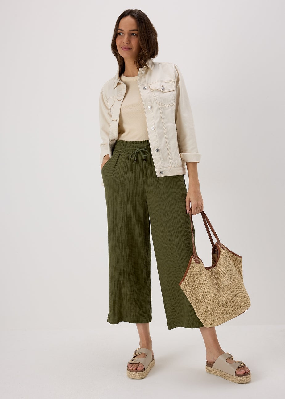 Khaki Cropped Trousers