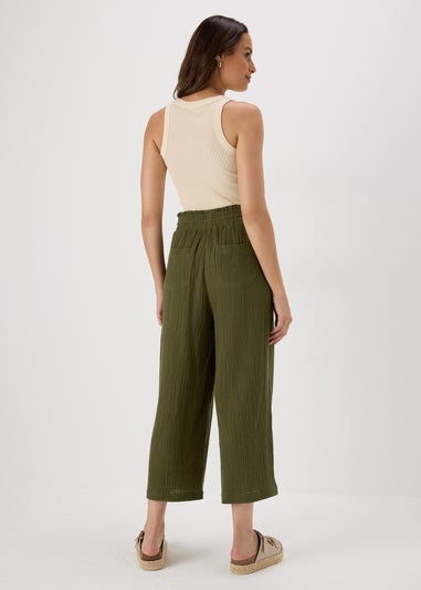 Khaki Cropped Trousers