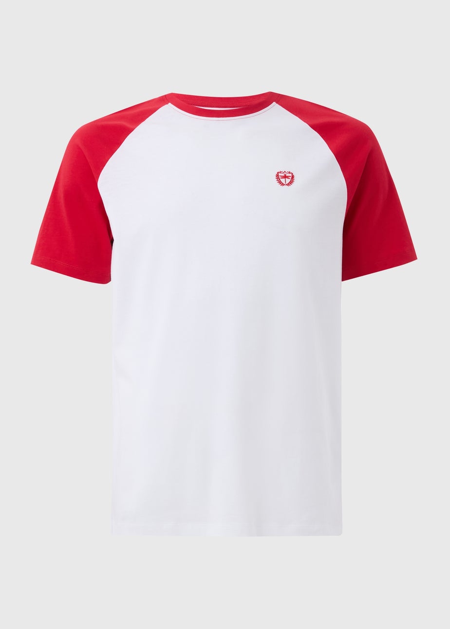 White Red Raglan Sleeve T-Shirt