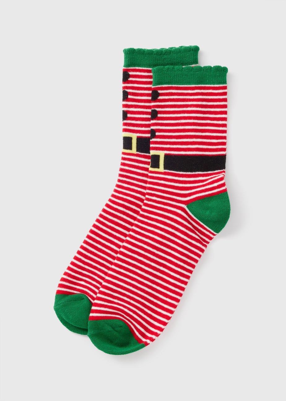1 Pack Green Elf Crew Socks