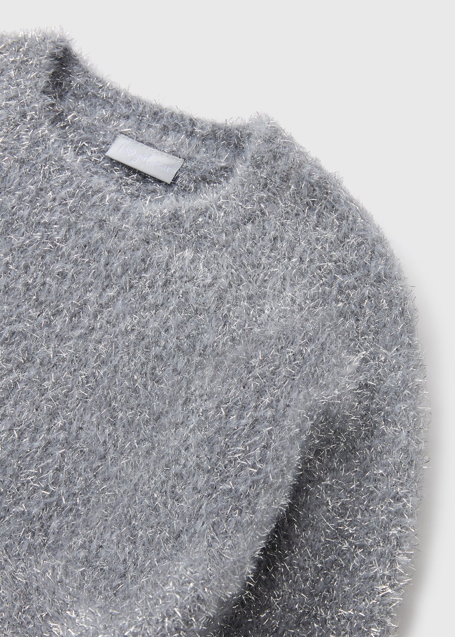 Girls Silver Tinsel Knitted Jumper (7-15yrs)