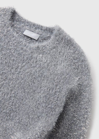 Girls Silver Tinsel Knitted Jumper (7-15yrs)