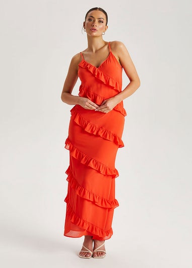 Urban Bliss Red Ruffle Maxi Dress