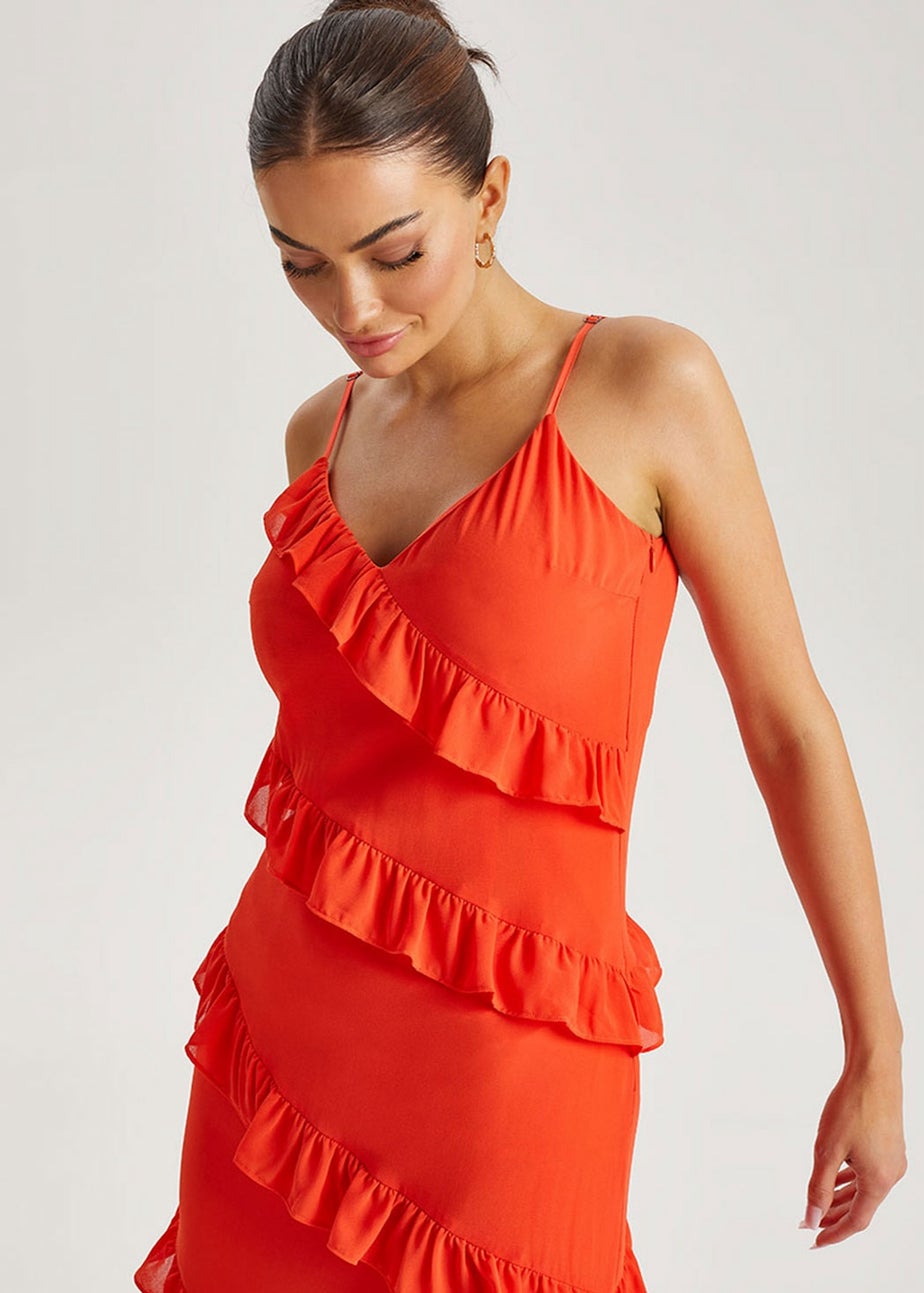 Urban Bliss Red Ruffle Maxi Dress
