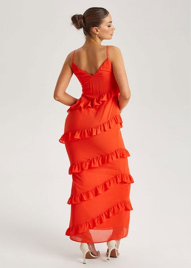 Urban Bliss Red Ruffle Maxi Dress