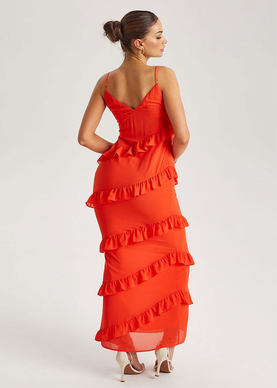 Urban Bliss Red Ruffle Maxi Dress