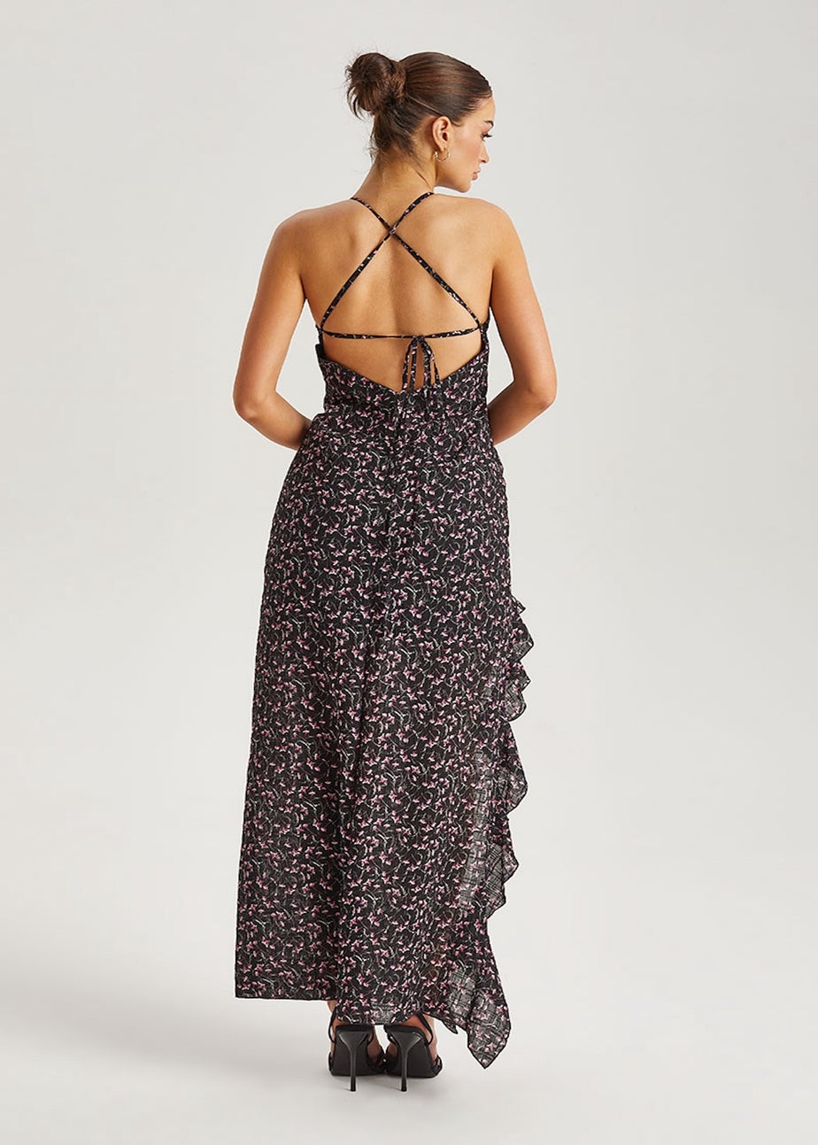 Urban Bliss Black Chiffon Ruffle Strappy Maxi Dress