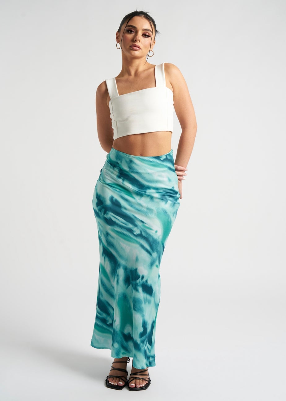 Urban Bliss Blue Tie Dye Bias Cut Maxi Skirt