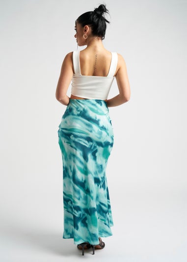 Urban Bliss Blue Tie Dye Bias Cut Maxi Skirt