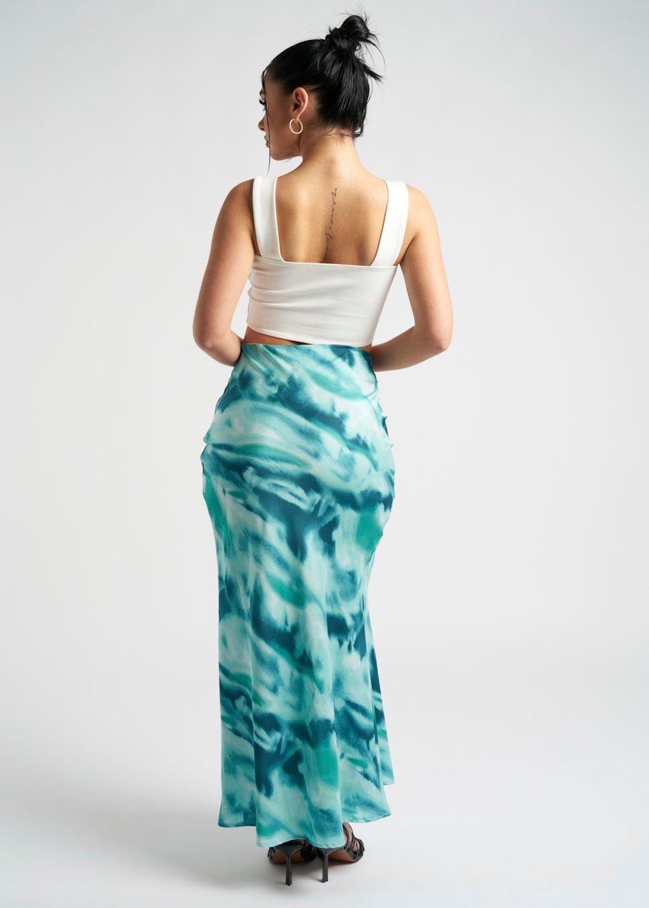 Urban Bliss Blue Tie Dye Bias Cut Maxi Skirt