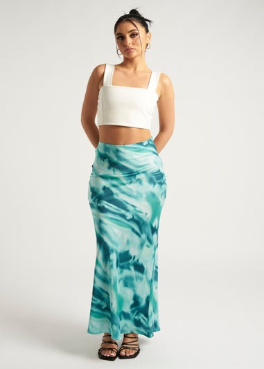 Urban Bliss Blue Tie Dye Bias Cut Maxi Skirt