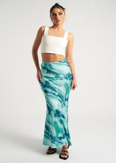 Urban Bliss Blue Tie Dye Bias Cut Maxi Skirt